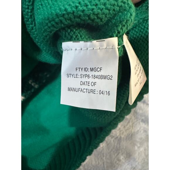 Ugly Christmas Sweater Pug Dog Santa Hat Striped Sleeves Green XL - Picture 6 of 8